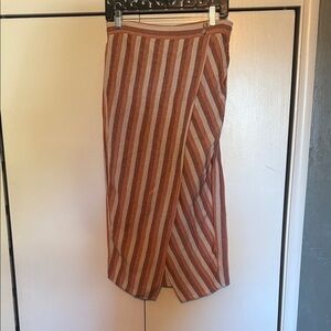 Striped burnt red and terracotta madewell  Women's faux wrap Skirt size m